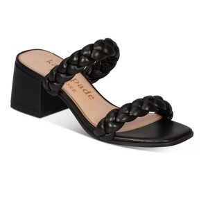 Kate Spade leather strapped block heel sandal. Size 8 B braided detail